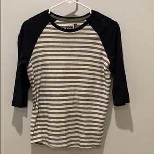 Boys' RVCA Black & White Stripe Baseball T-Shirt